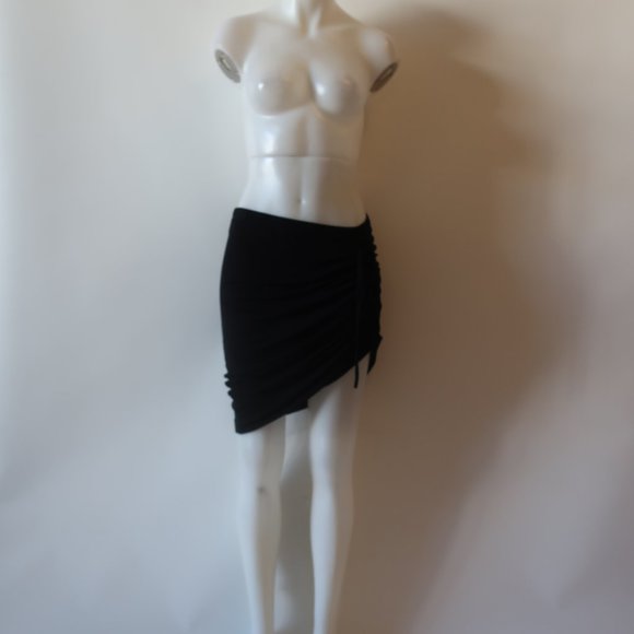 WOMENS SPLENDID BLACK MINI SKIRT RUCHED SIDE TIE SKIRT L * COLOR: BLACK SIZE: LA - Picture 7 of 10